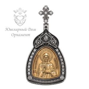 Матрона Московская иконка образок c камнями и золотом 585 пробы